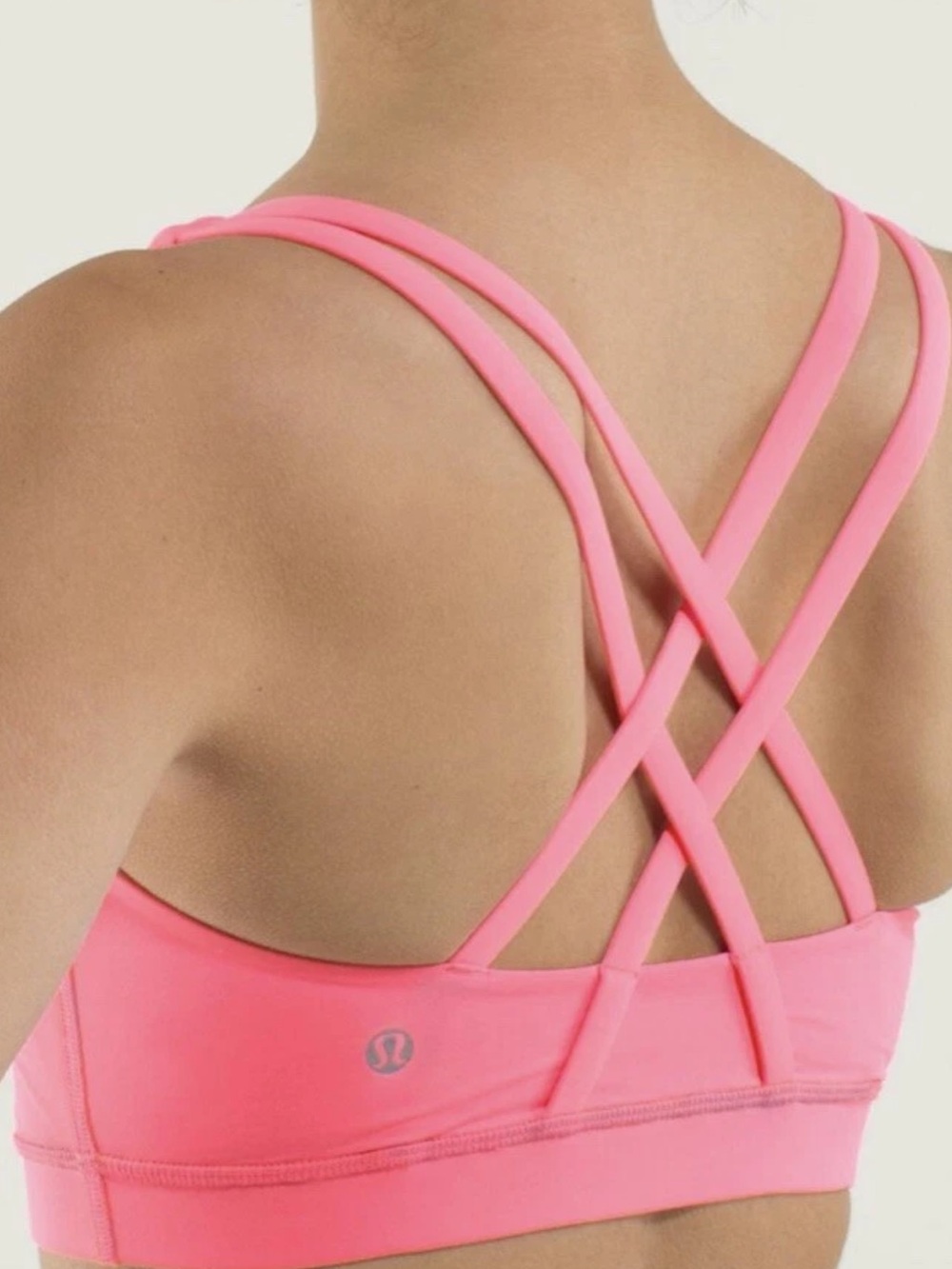 Lululemon Energy Bra Pink Strappy Yoga W2AUNS Women’s Sport Size 6 Barbie 💗